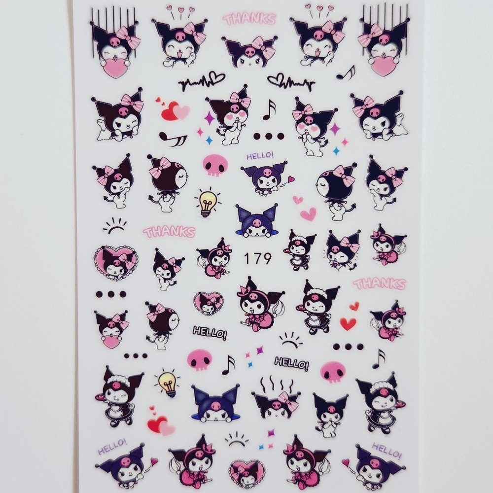 ⭐4/$15 Sanrio Kuromi Nail Art Stickers